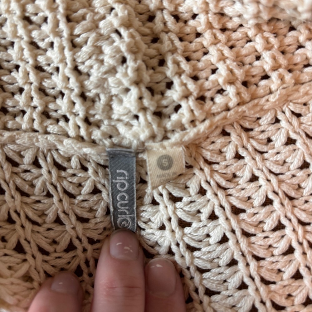 Rip Curl Cardigan Sweater Small Cotton Blend Cream Boho Coastal Open Knit - Picture 3 of 7